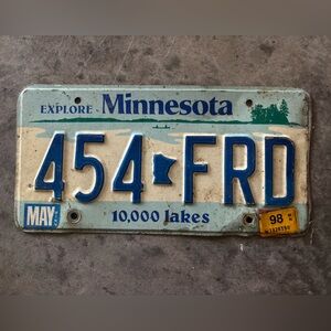 Minnesota MN 1990’s License Plate 454 FRD